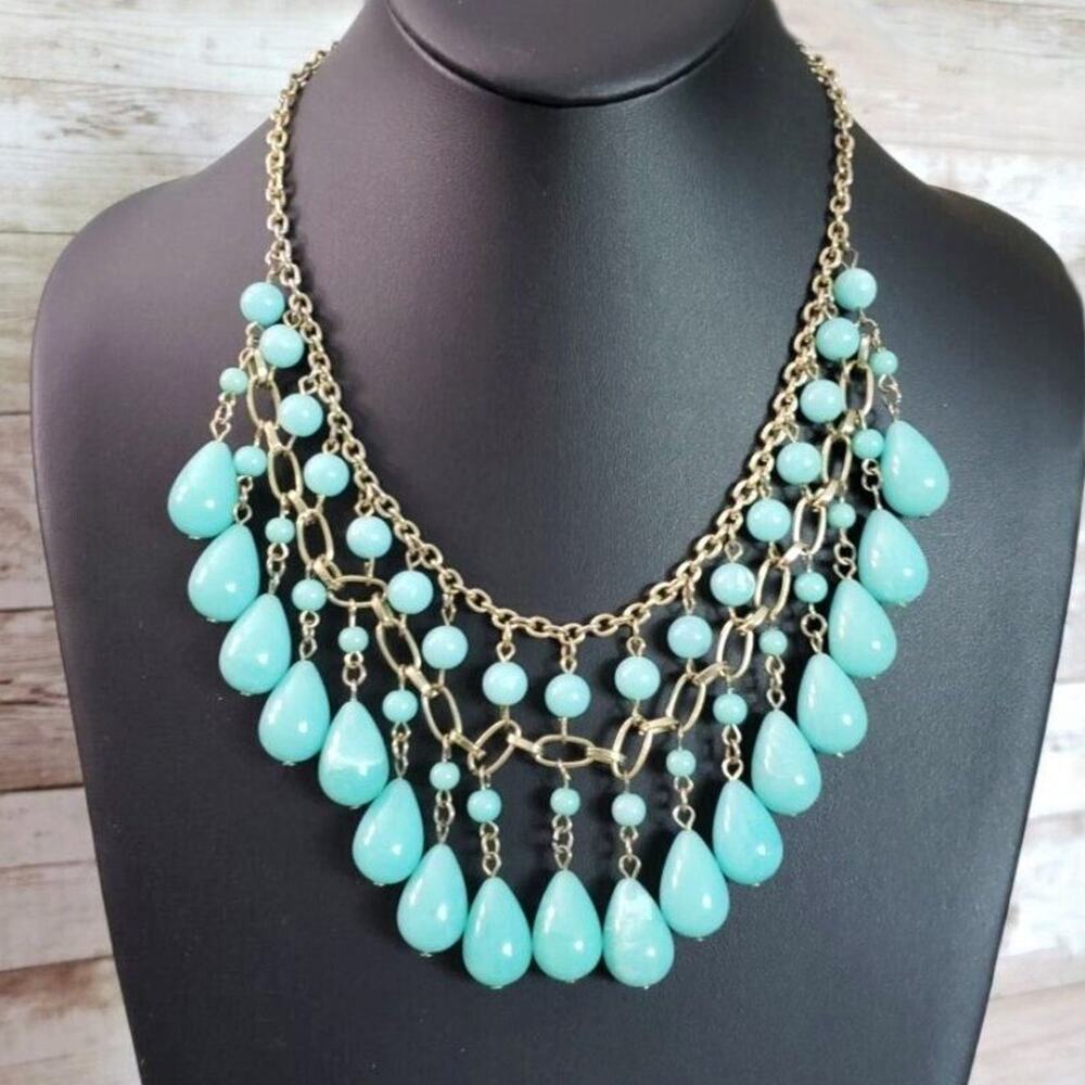 Vintage Necklace Turquoise Color Statement Chunky Necklace